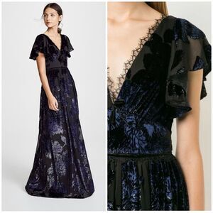 New Marchesa Notte Burnout Velvet Dress Size 4